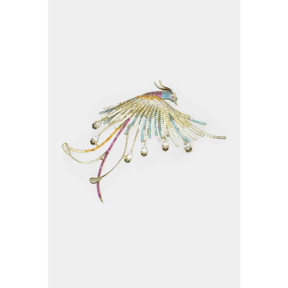 Voodoo Vixen - Flying Phoenix Diamante Bird Broche - Mehrfarben